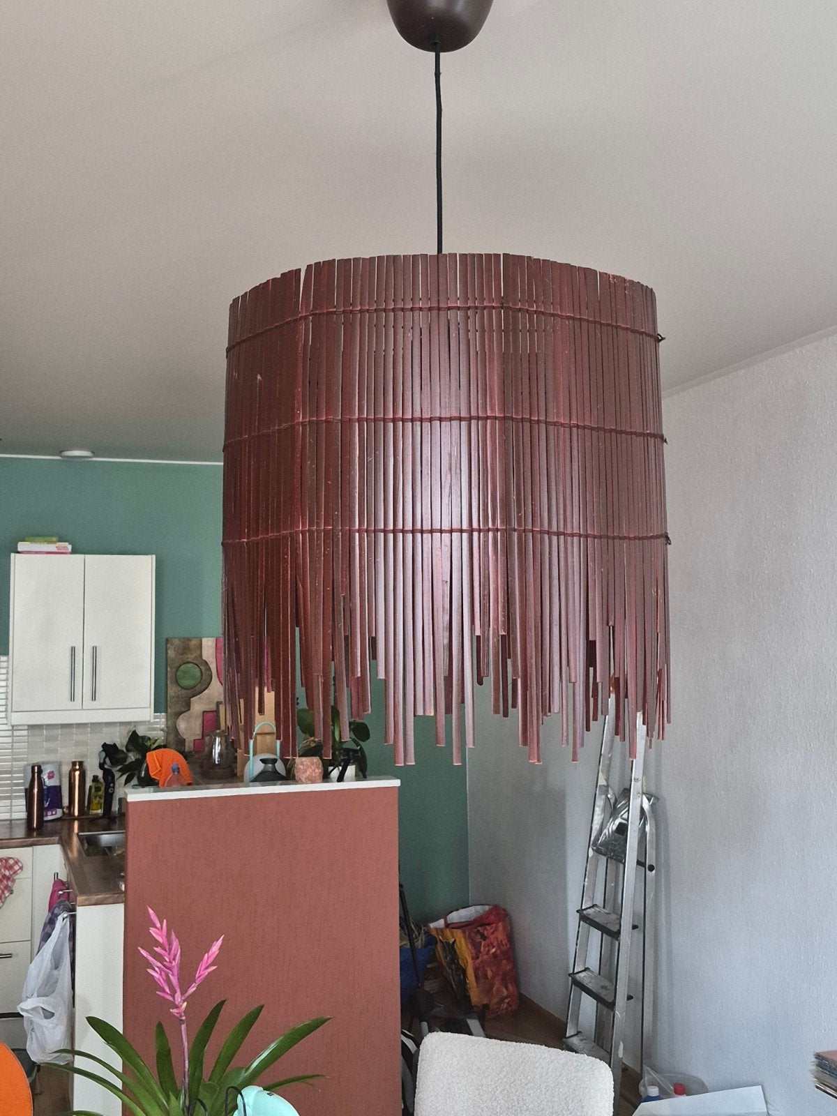 Hanglamp lamp rotan boho ibiza bohemian bruin, Ophalen, Zo goed als nieuw, Minder dan 50 cm
