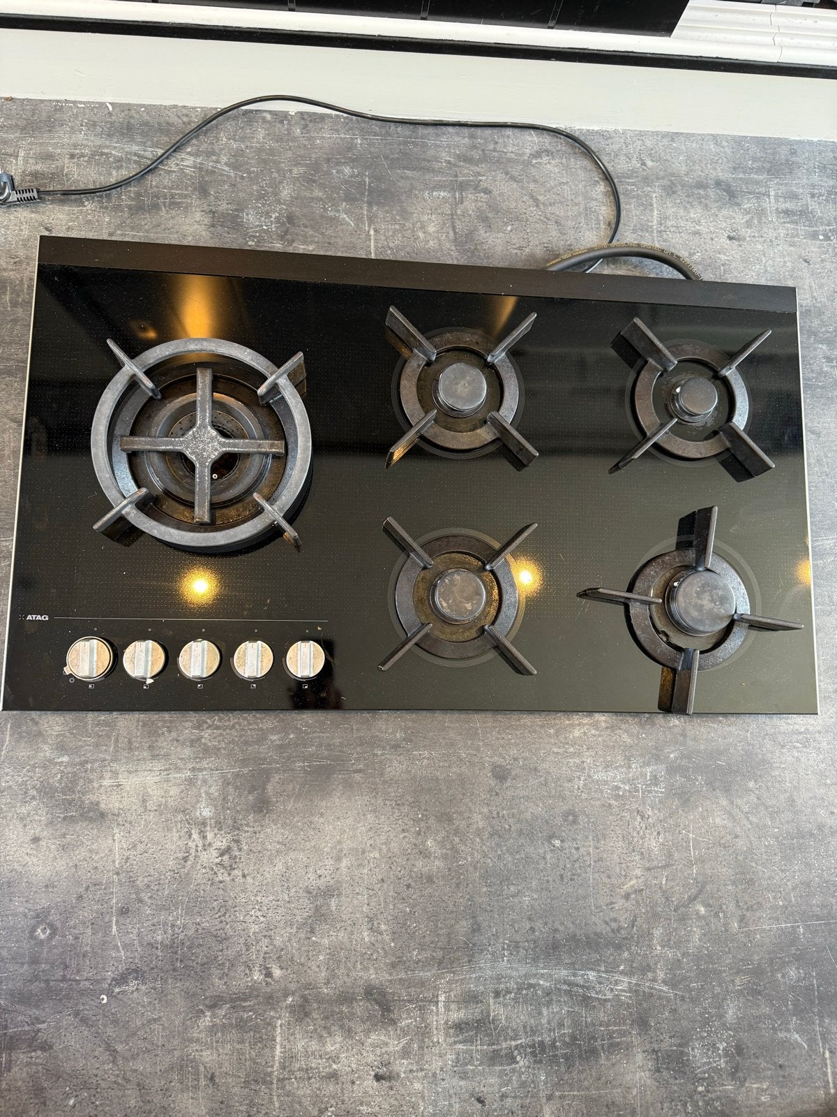 ATAG HG9571MBA Gasfornuis - 5 Pitten - Zwart Glas, Witgoed en Apparatuur, Fornuizen, Ophalen, 60 cm of meer, Zo goed als nieuw