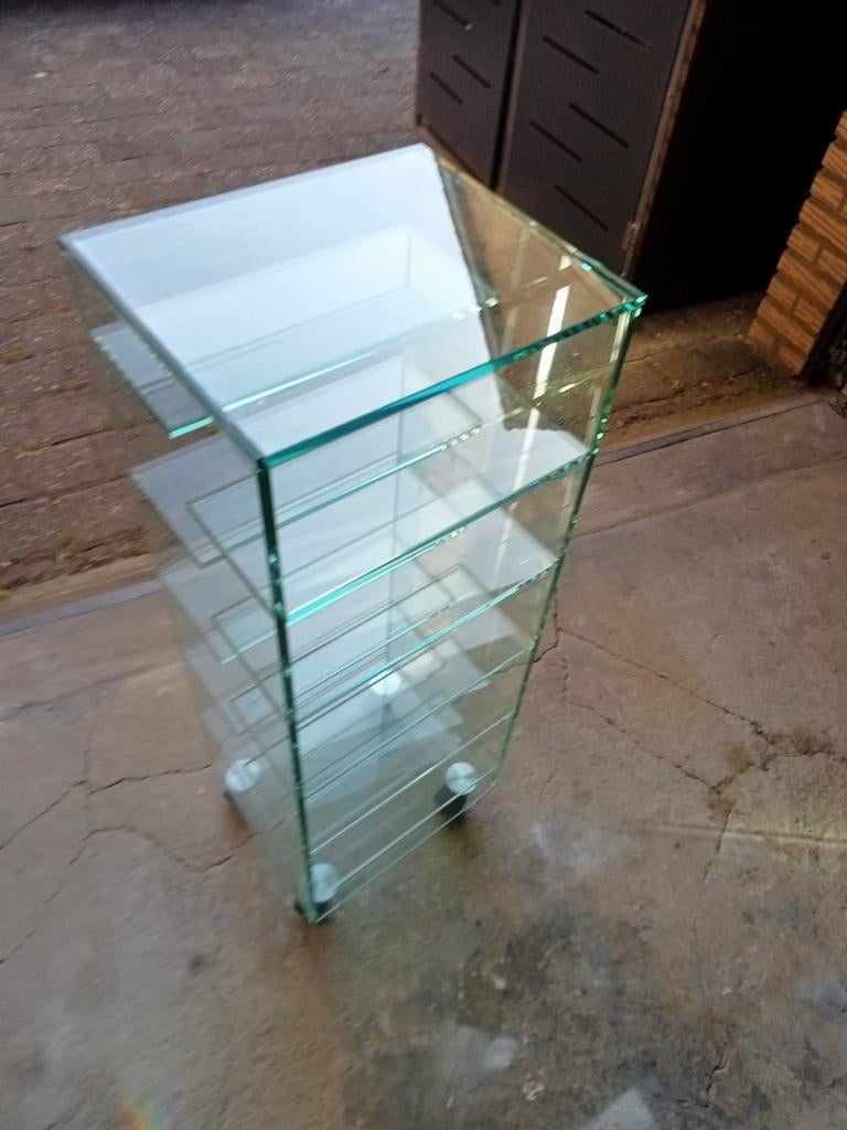 Glazen CD Rek - 92x32x28 cm, Huis en Inrichting, Ophalen, Gebruikt, 150 discs of meer, Glas