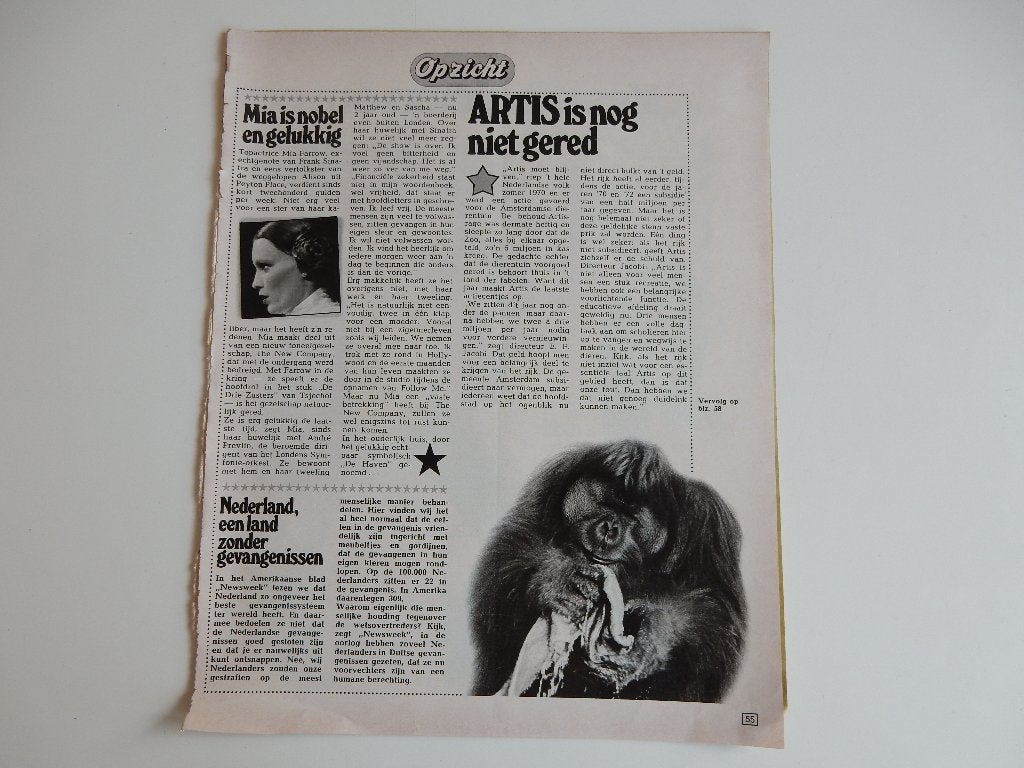 Artis is nog niet gered, artikel tijdschrift. Libelle 1973., Ophalen of Verzenden, 1960 tot 1980, Nederland, Knipsel(s)