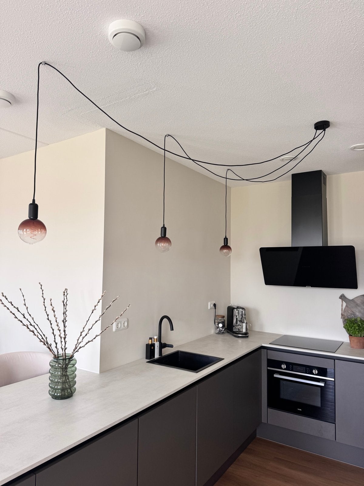 Industriële hanglamp zwart 3-lichts Cava, Ophalen, Nieuw, Metaal, E27 (groot)