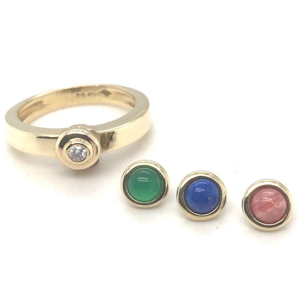 Gouden ring met 4 verwisselbare edelstenen, Sieraden, Tassen en Uiterlijk, XNiet van toepassing, Creation D'orelle, Niet van toepassing