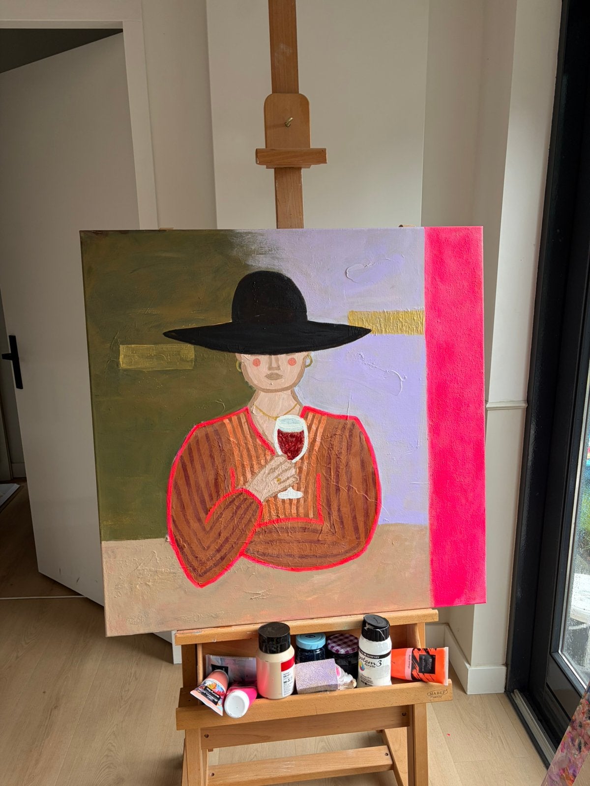 Schilderij acryl, Hobby en Vrije tijd, Schilderen, Ophalen, Zo goed als nieuw, Acrylverf