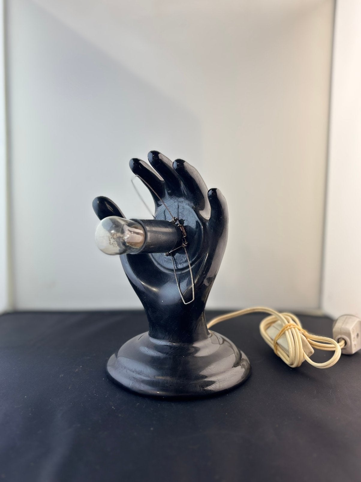 Vintage Zwarte Keramische Handlamp Memphis Style Jaren 70/80, Ophalen of Verzenden