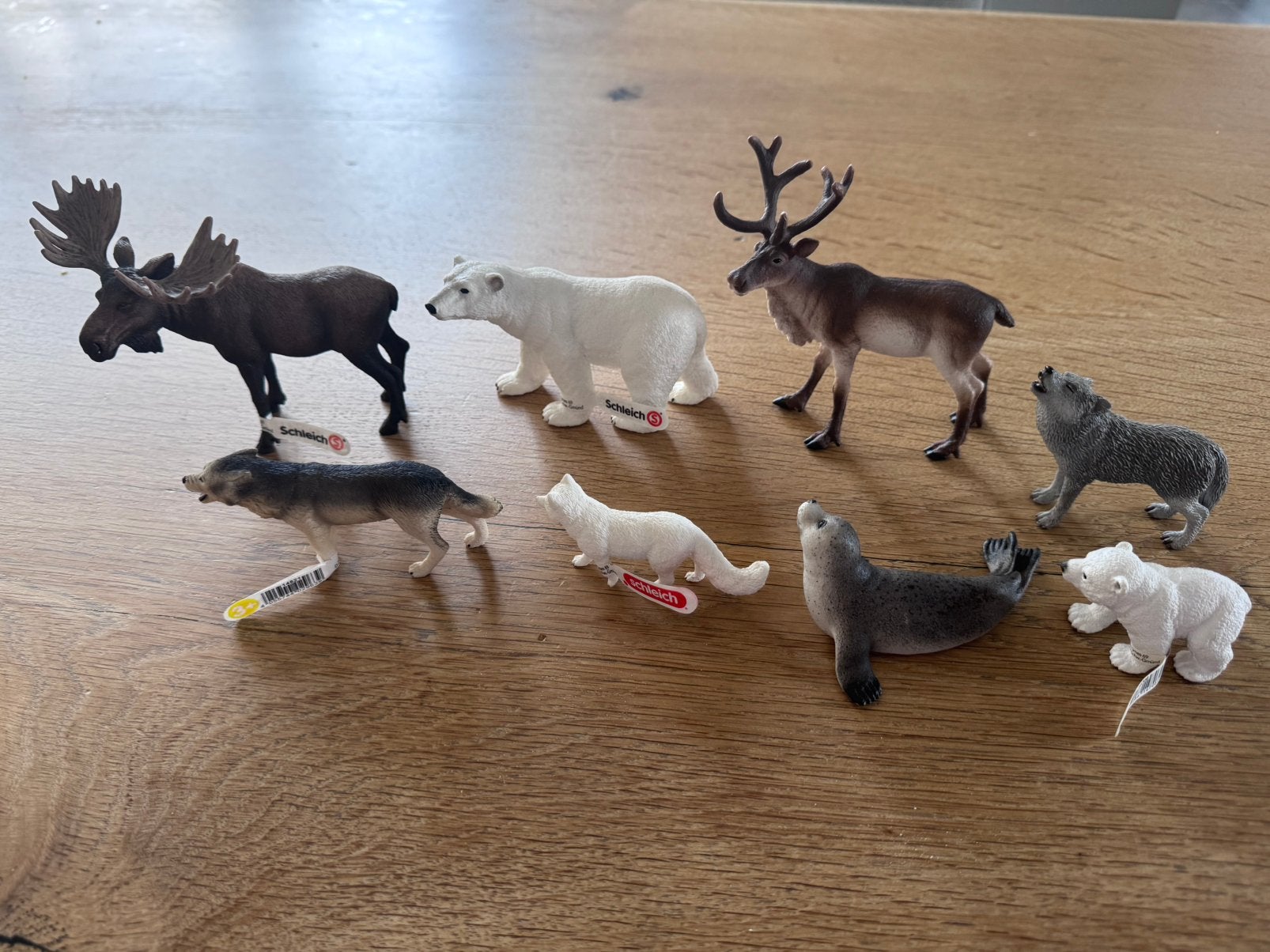 Prachtige set Schleich pooldieren winterdieren 8 stuks label, Ophalen of Verzenden, Zo goed als nieuw