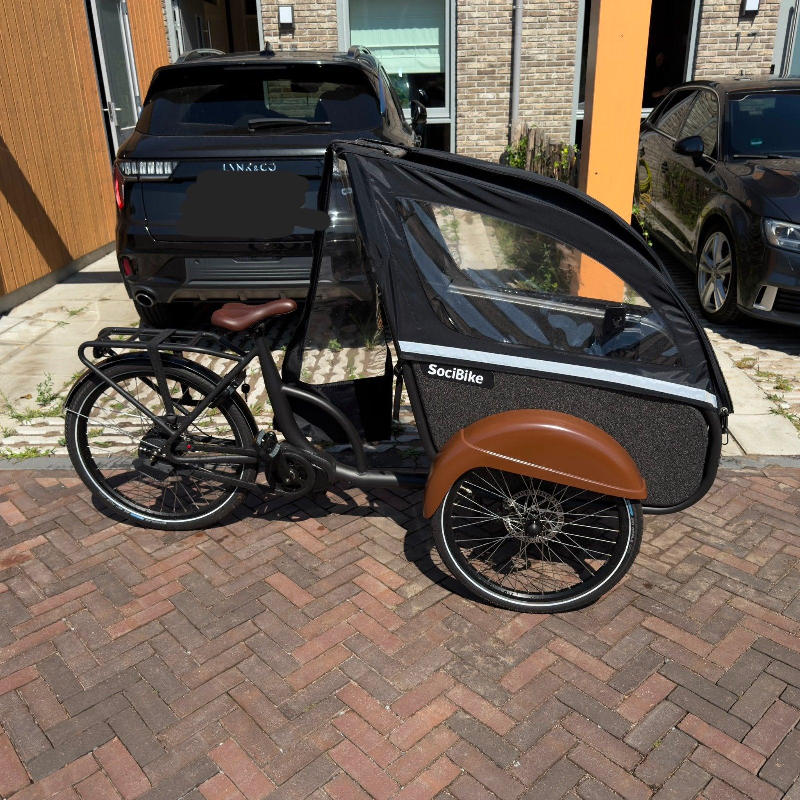 Socibike Bakfiets compact, Ophalen, Nieuw, 2 kinderen, Huif