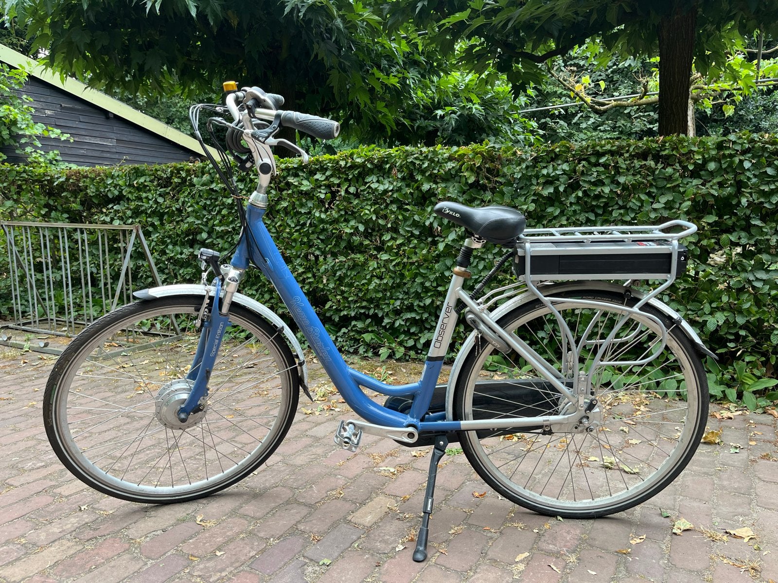Observer elektrische fiets - Blauw/Zilver, Gebruikt, 51 tot 55 cm, 50 km per accu of meer, Ophalen