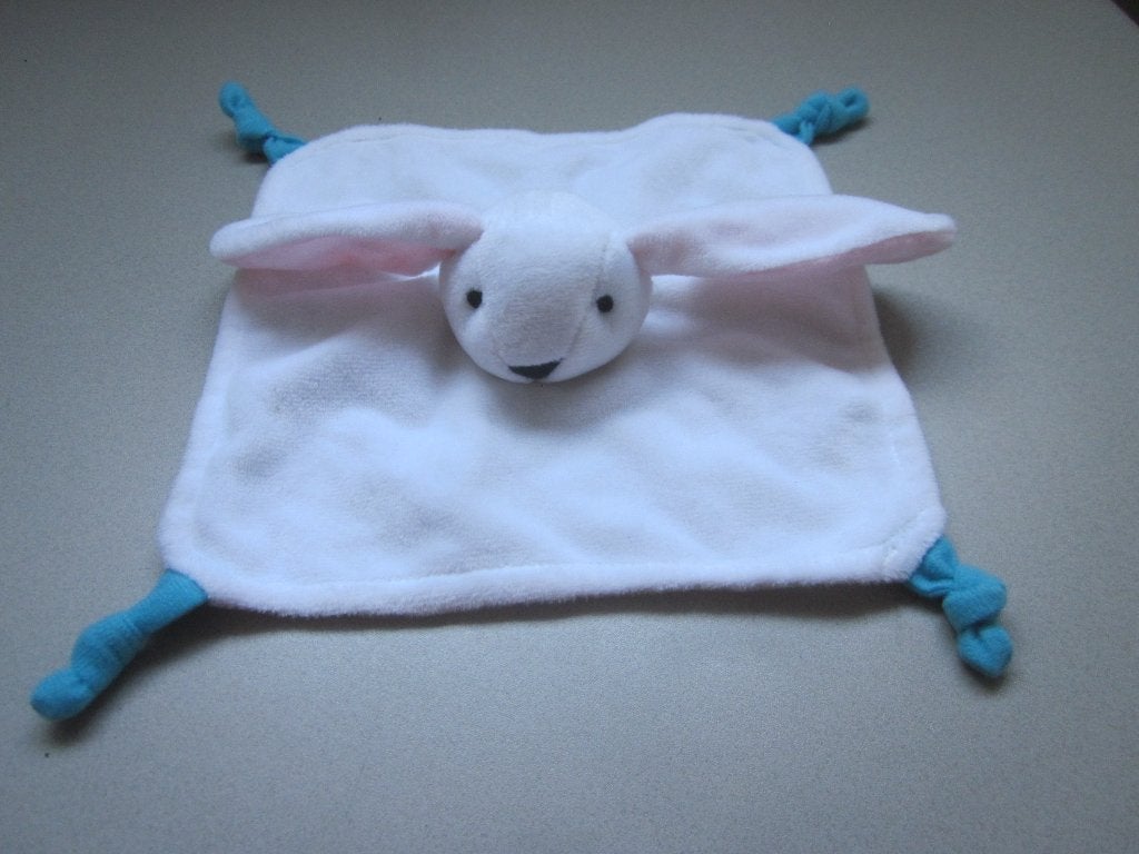 Nutricia wit zacht pluche knuffeldoek met konijnenkopje, Overige merken, Overige karakters, Ophalen of Verzenden, Wasbaar