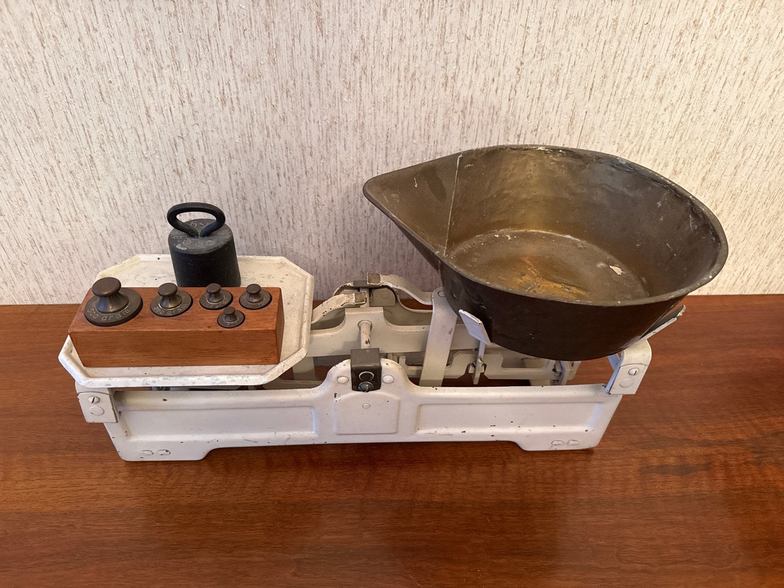 Vintage Keukenweegschaal met Gewichten - Antiek Design, Ophalen, Keukenweegschaal, Analoog, 500 gram of grover