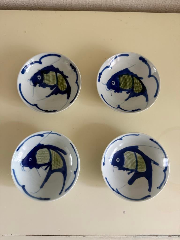 Set van 4 Chinees porseleinen koi karper schaaltjes, Ophalen, Gebruikt