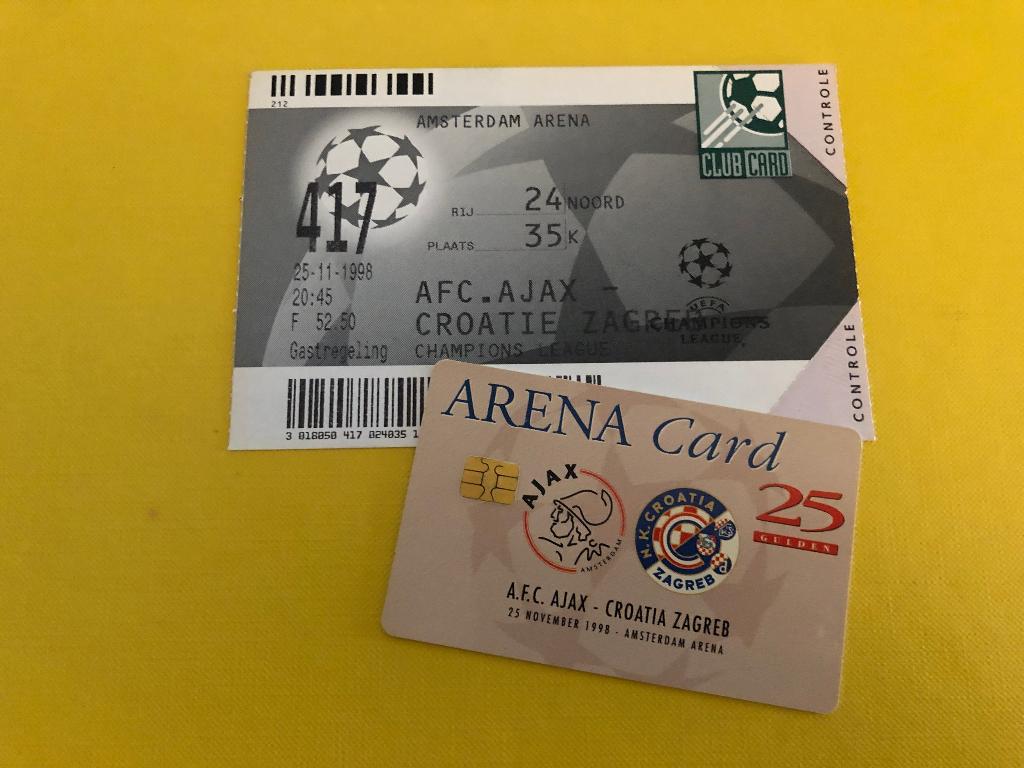 ⚽ Ticket CL Ajax - Croatia Zagreb 1998/1999 ⚽, Verzenden, Zo goed als nieuw, Ajax, Overige typen