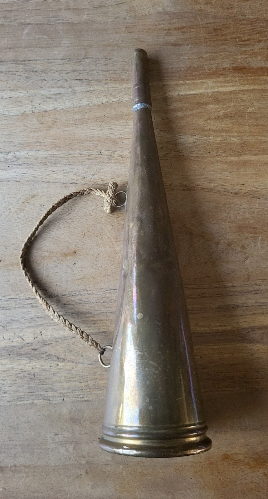 Oude koperen scheepstoeter met koord, Ophalen of Verzenden