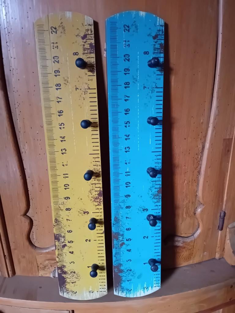 NIEUW 2 houten liniaal kapstokken, Antiek en Kunst, Ophalen