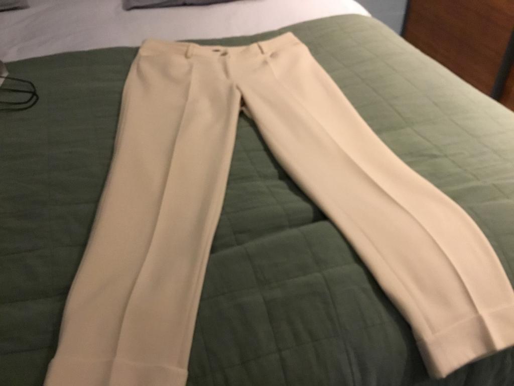 CAMBIO chique broek wolwit met omslag 42, Zwart, Maat 42/44 (L), Ophalen of Verzenden, Zo goed als nieuw