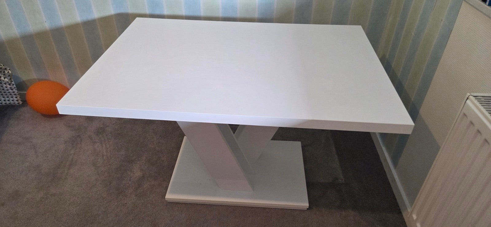 Witte salontafel met moderne voet 100x70x60, Ophalen, Overige materialen, Gebruikt, 50 tot 100 cm