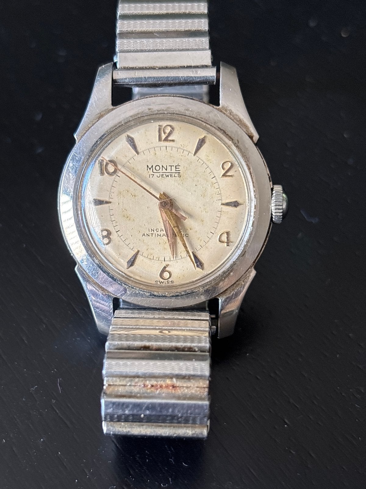 Vintage Monte Polshorloge - 17 Jewels Incabloc Antimag, Overige merken, Staal, Met bandje, Polshorloge