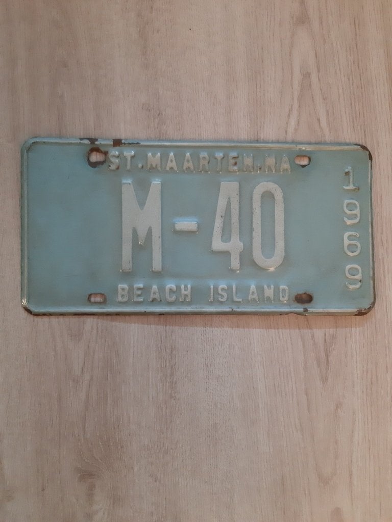Nummerbord Sint Maarten uit 1969, zeldzaam, Verzenden, Gebruikt, Auto's
