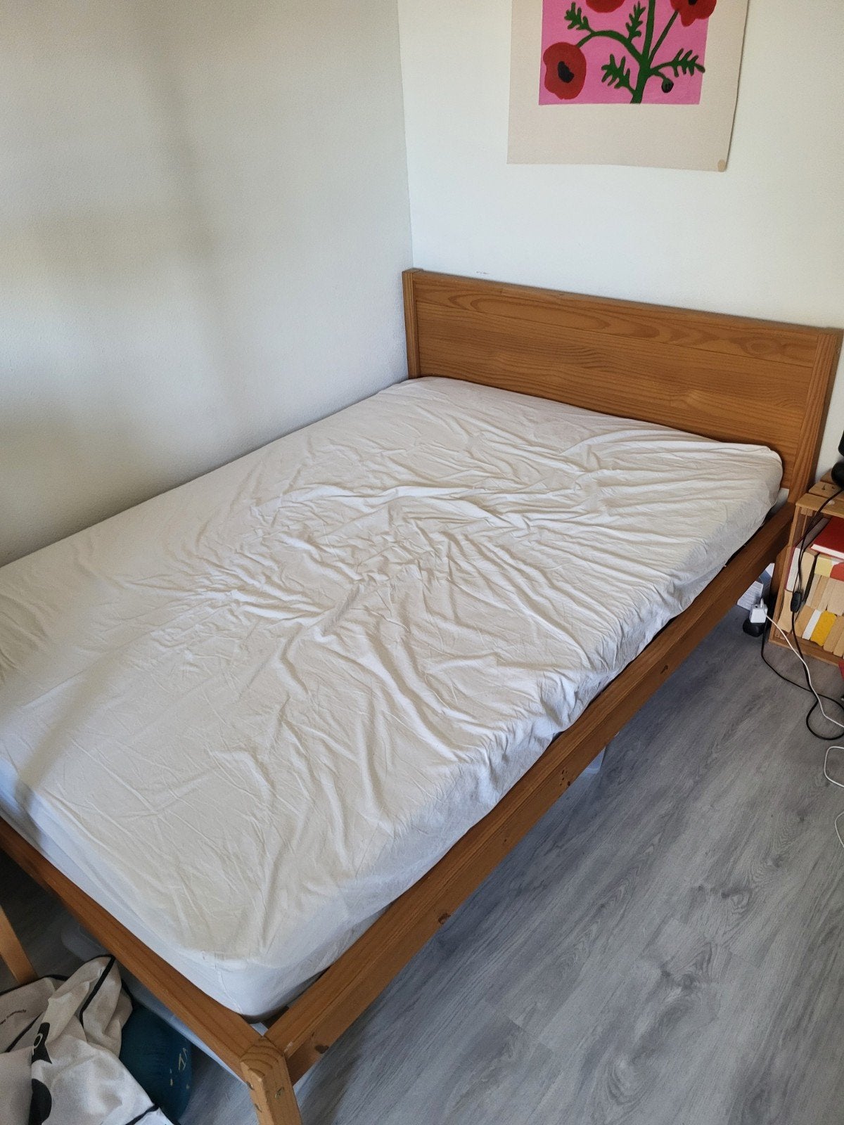 1.402m Bedframe + Matress + slatted frame, Ophalen, Gebruikt, Bruin, Tweepersoons