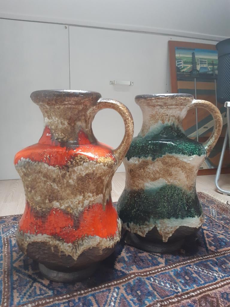 Vintage West-Germany keramieken lava vazen, Antiek en Kunst, Antiek | Vazen, Ophalen of Verzenden