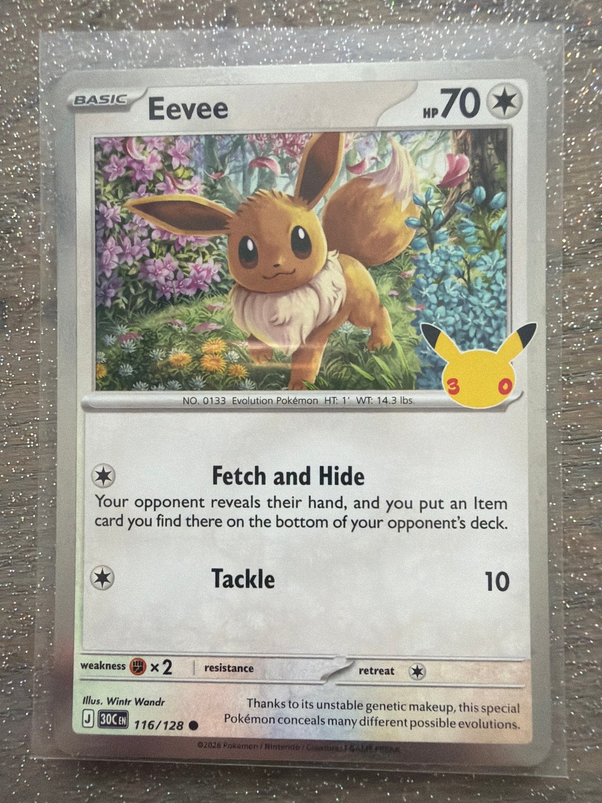 Pokémon Eevee kaart 116/128 - Celebrations, Ophalen of Verzenden, Zo goed als nieuw, Losse kaart