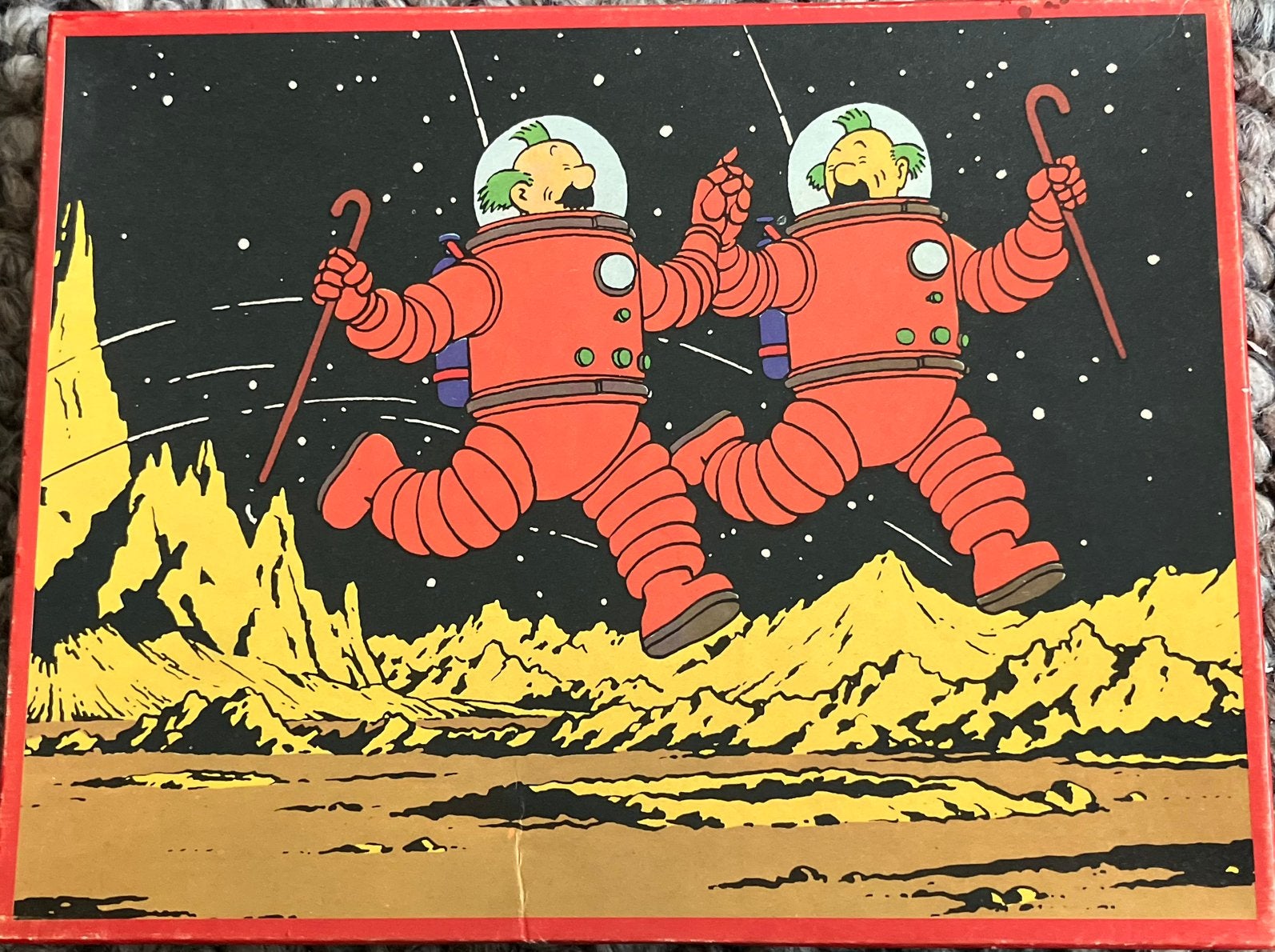 Oude Kuifje puzzel met Jansen en Jansen op de Maan uit 1977, Ophalen of Verzenden, Kuifje, Zo goed als nieuw, Overige typen