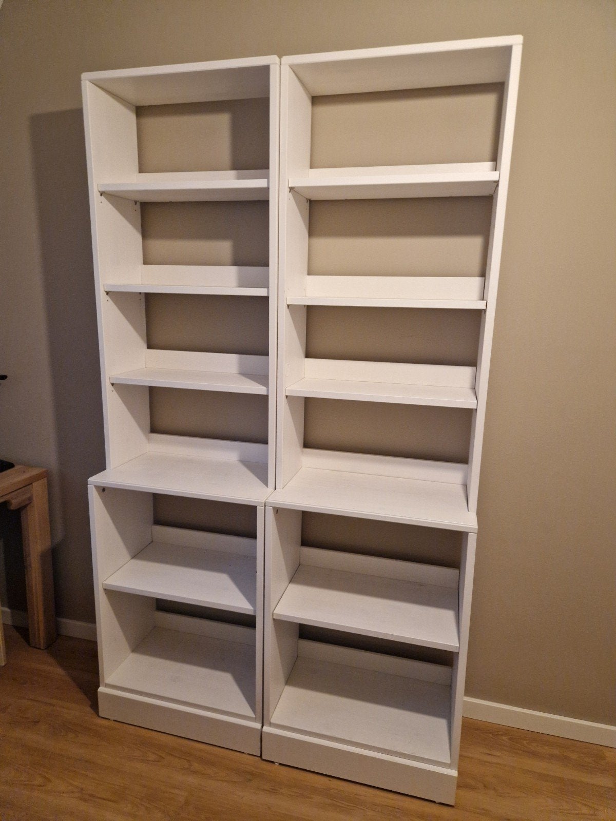 2 x Witte boekenkast met 5 planken, Ophalen, Met plank(en), Gebruikt, 200 cm of meer