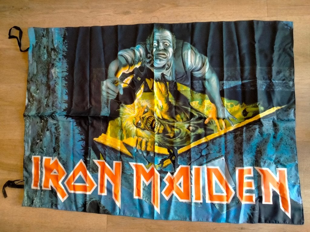 Iron Maiden no prayer for the dying vintage metal vlag RARE, Ophalen of Verzenden, Zo goed als nieuw