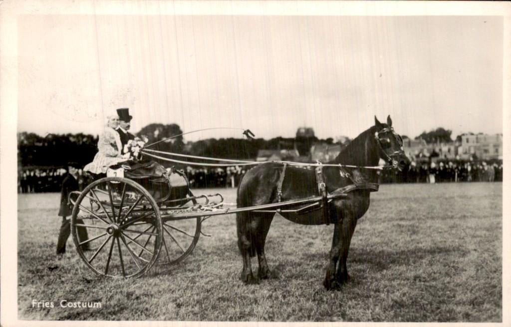 Workum - Fries Costuum - Paard en sjees, Ophalen of Verzenden, 1940 tot 1960, Gelopen, Friesland