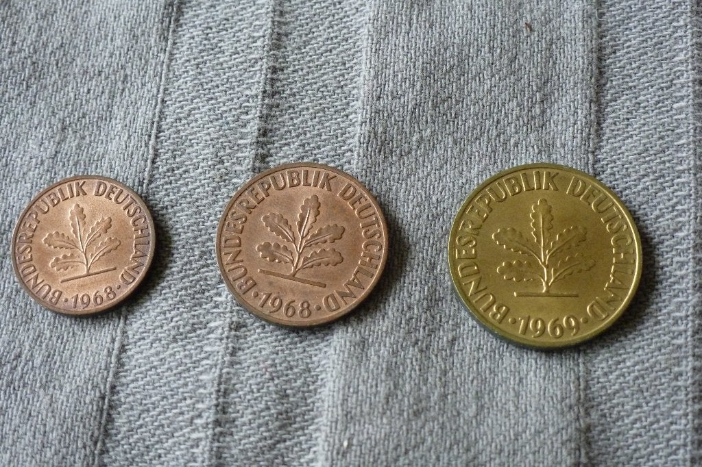 Duitsland - schitterend 3x- 1, 2 en 10 pfennig 1968/69 UNC, Ophalen of Verzenden, Duitsland, Setje