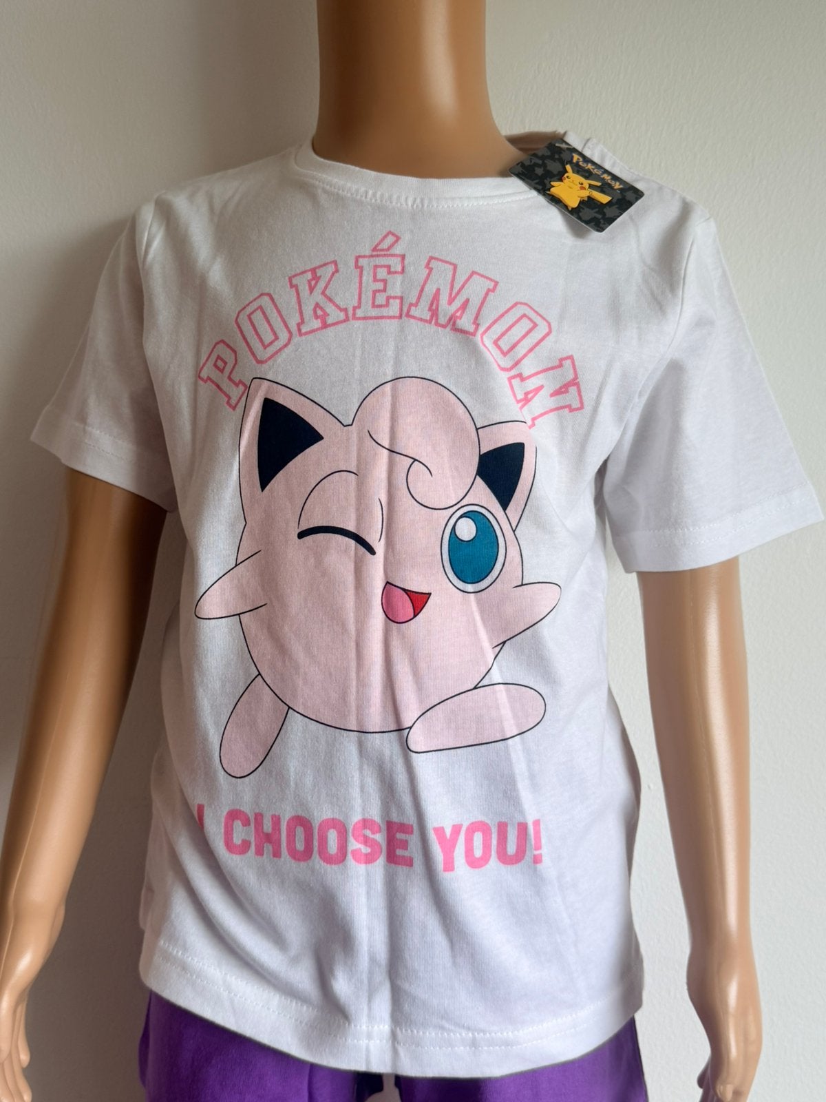 Wit Pokémon T-shirt – Jigglypuff – maat 104/110, Ophalen of Verzenden, Nieuw, Jongen, Shirt of Longsleeve