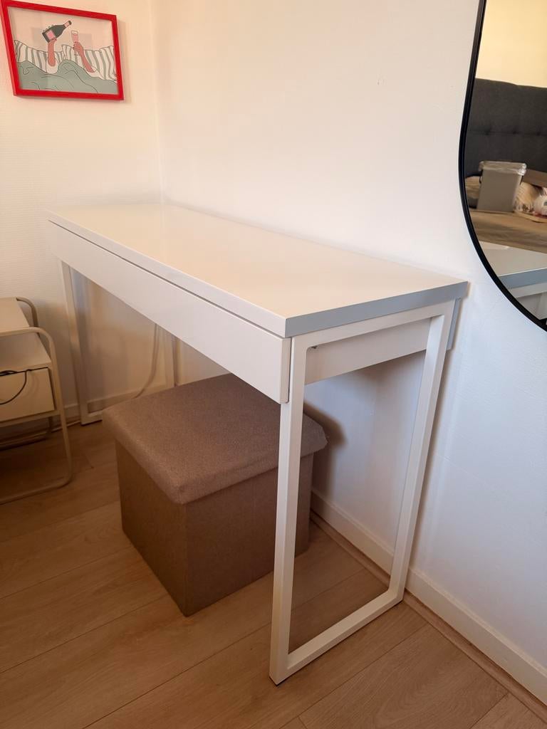 Ikea Besta Burs Witte console tafel / bureau met lade, Gebruikt, 100 tot 150 cm, Ophalen of Verzenden, Minder dan 100 cm