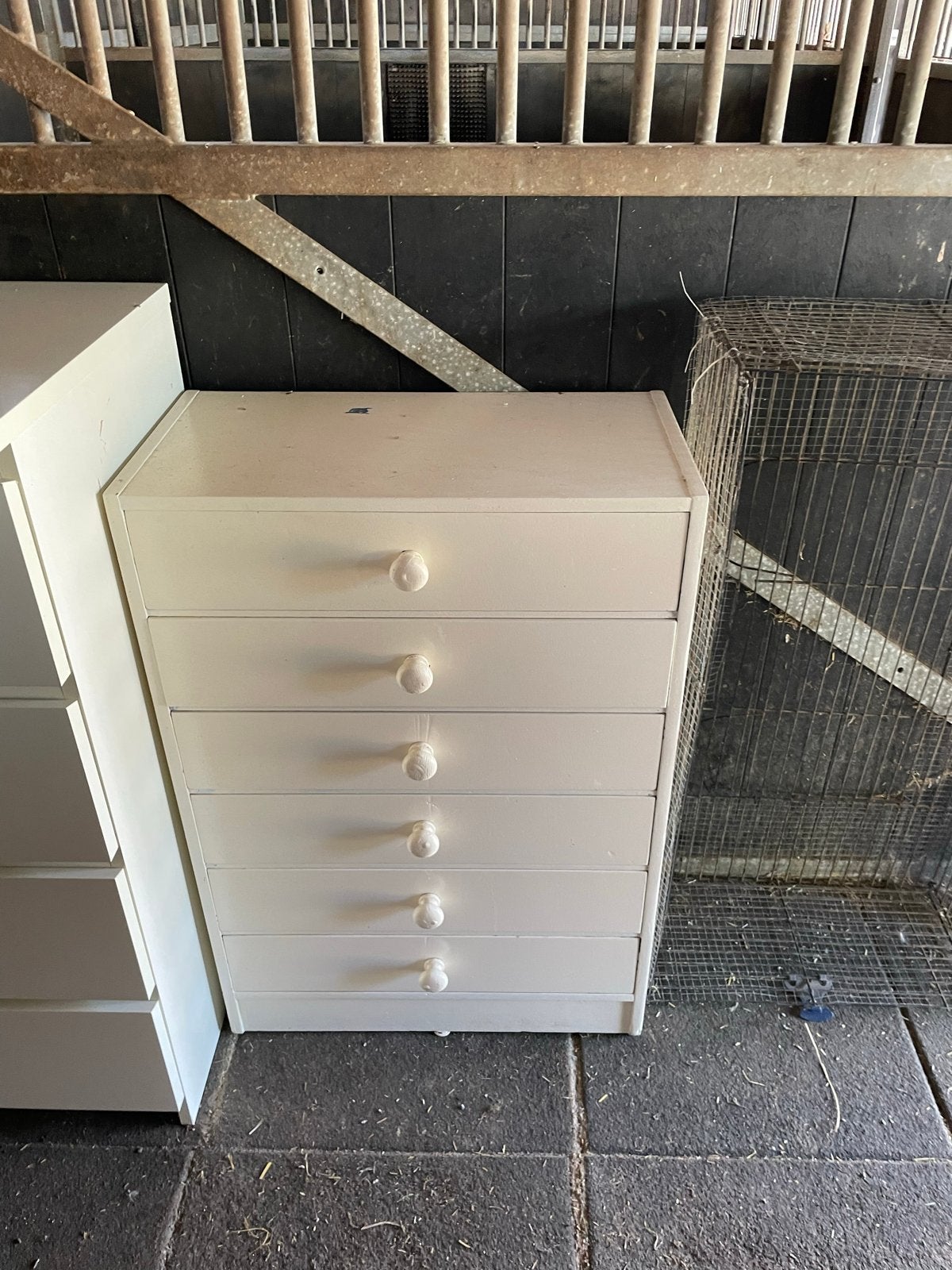 Crème ladekast met 6 laden, Huis en Inrichting, Kasten | Ladekasten, Ophalen, Gebruikt, 5 laden of meer, 100 tot 150 cm