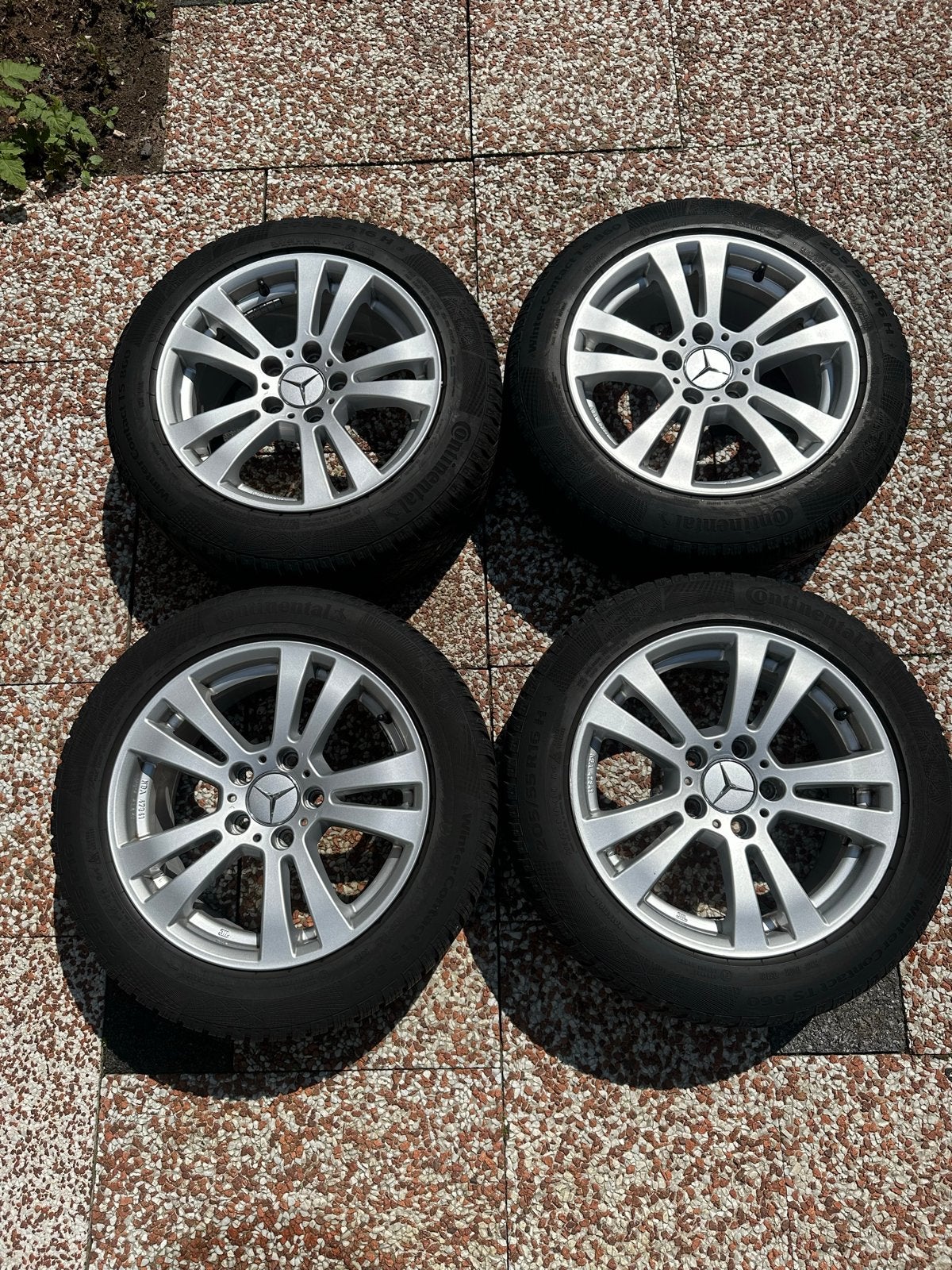 Mercedes originele winterset 205/55 R16 Continental, Auto-onderdelen, Ophalen, Gebruikt, 16 inch, Banden en Velgen