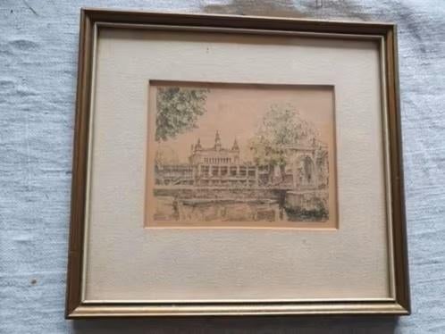 Litho aquarel sociëteit Veenlust Veendam Gerard v Berkel., Ophalen