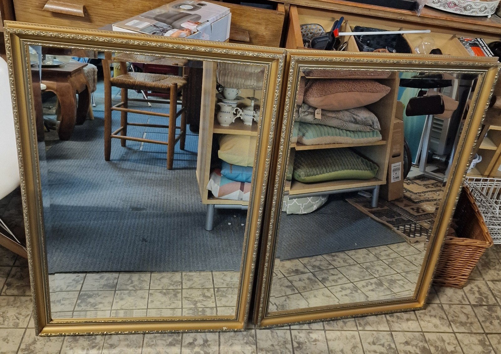 2 Grote Spiegels met Geslepen Glas - 56x81cm, Ophalen, Gebruikt, Minder dan 100 cm, Rechthoekig