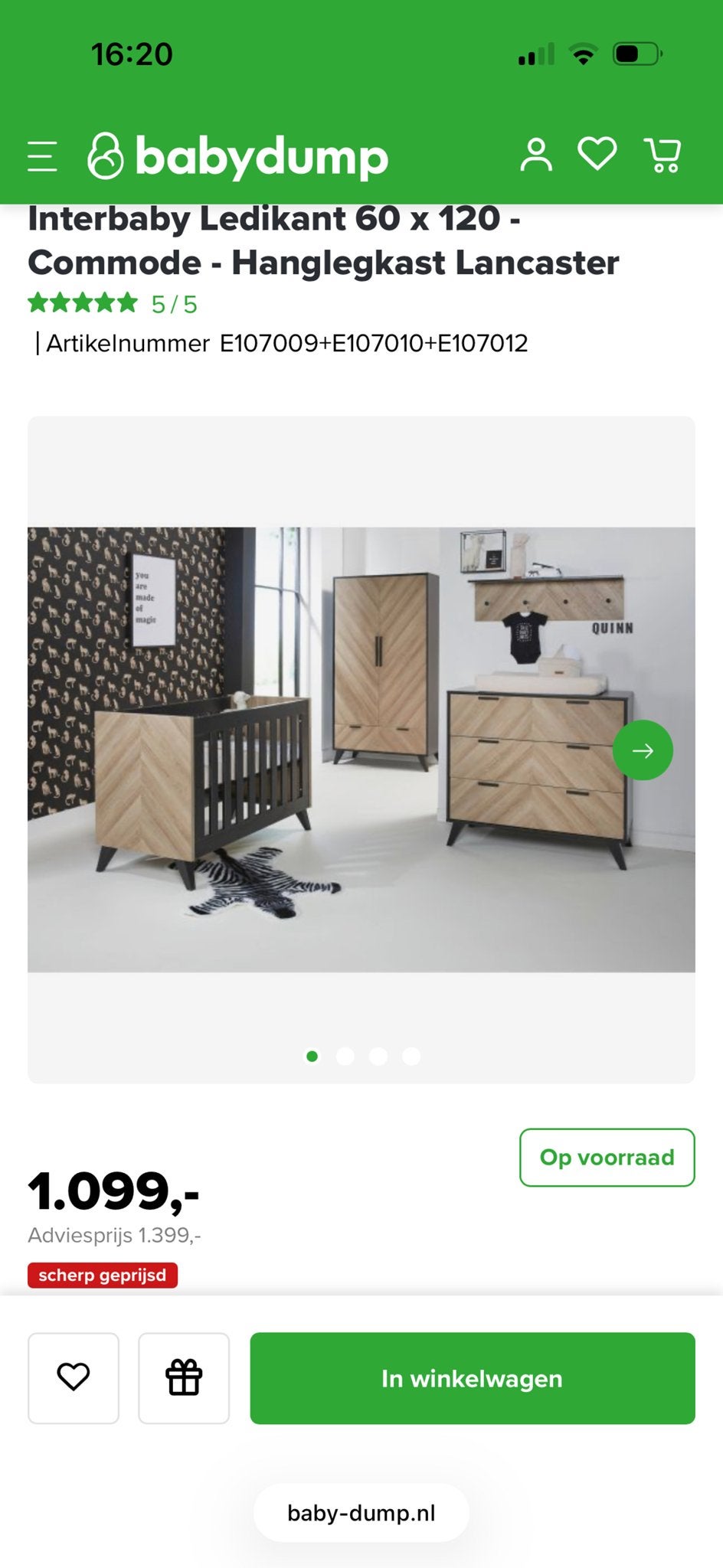Complete babykamer Interbaby Lancaster van Babydump, Ophalen, Zo goed als nieuw, Jongetje of Meisje