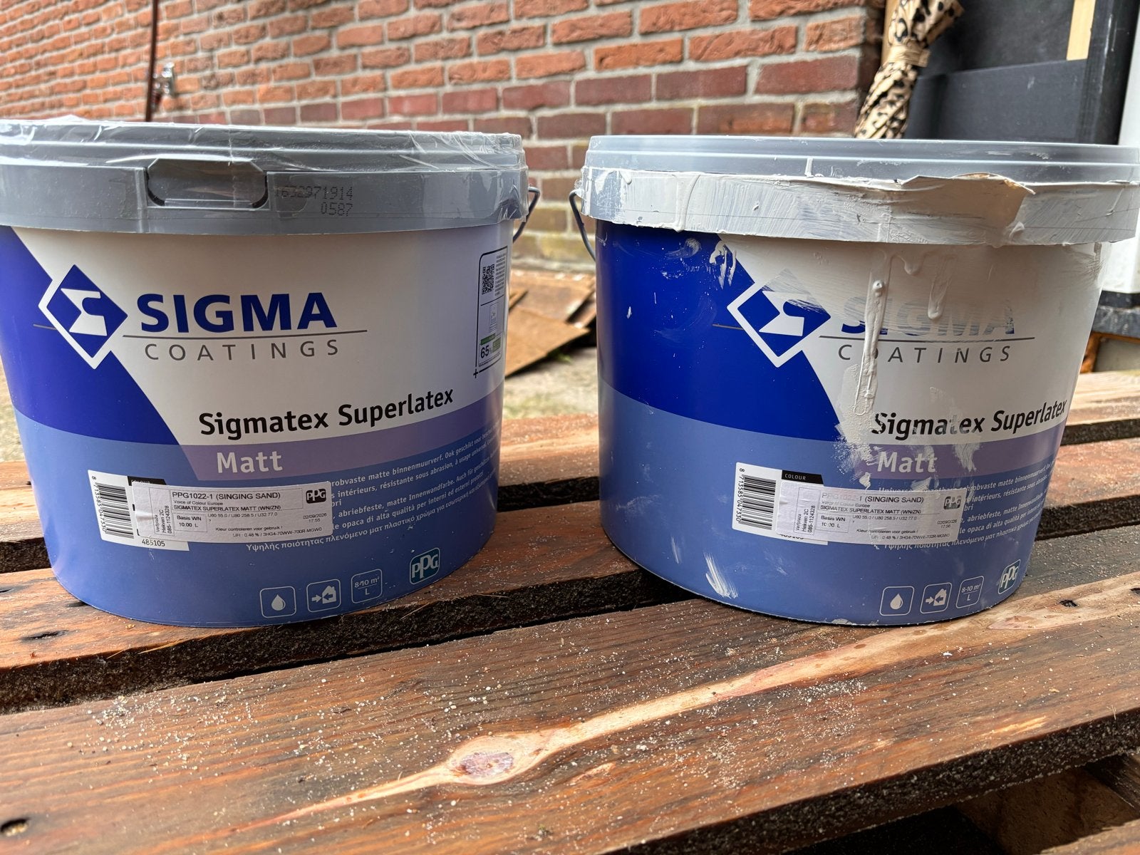 Sigma Sigmatex Superlatex Matt - Singing Sand 10L, Doe-het-zelf en Verbouw, Ophalen, Beige, 15 tot 20 liter, Verf