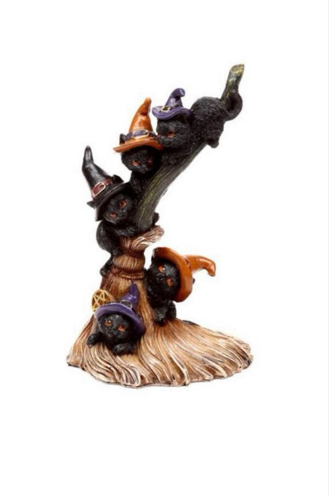 Heksen Zwarte Katten Bezemsteel Decoratie Halloween, Verzamelen, Beelden en Beeldjes, Ophalen of Verzenden, Nieuw, Fantasy