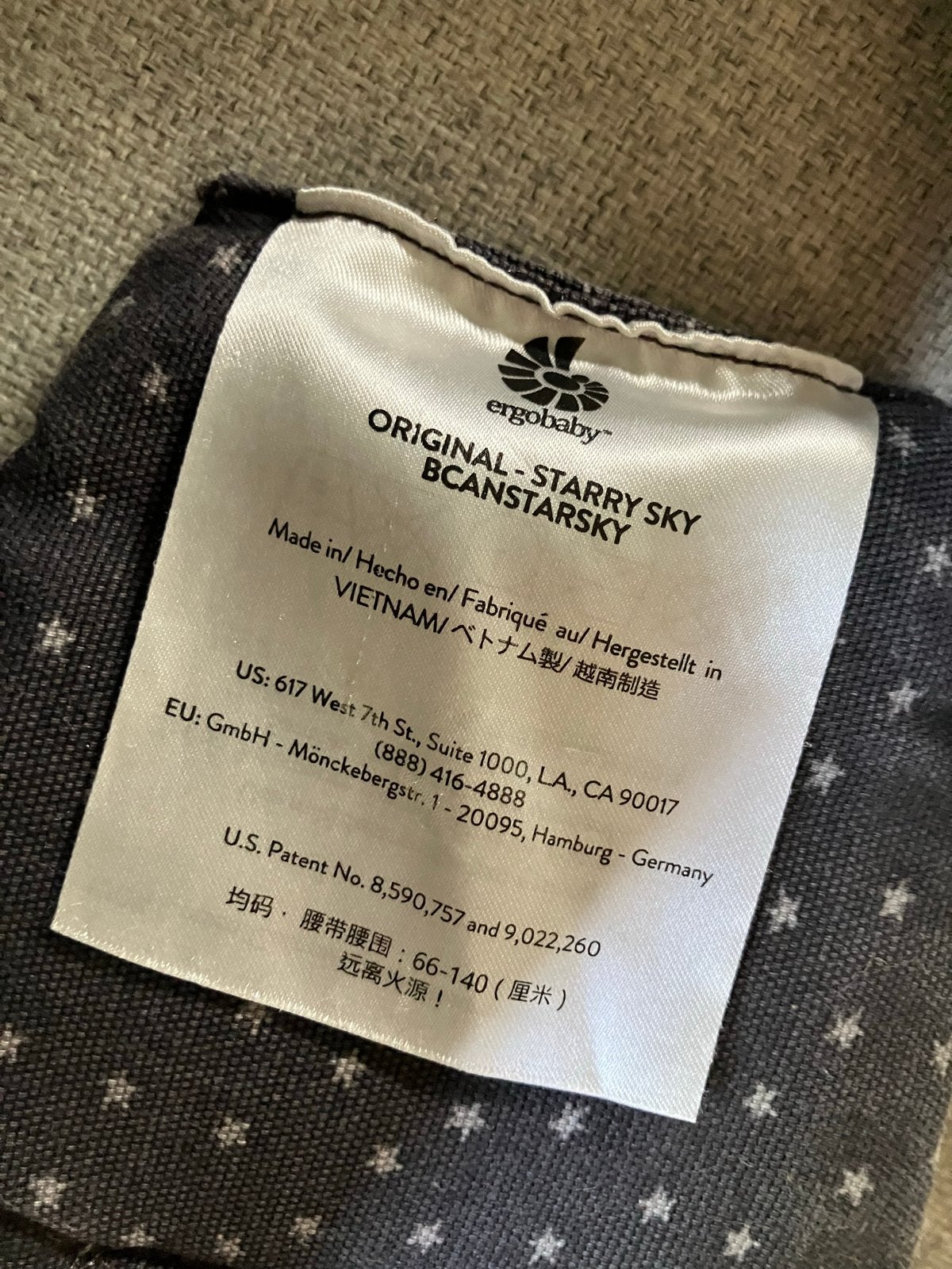 Ergobaby Draagzak Original Starry Sky met Easy Snug Inzet, Kinderen en Baby's, Babydragers en Draagdoeken, Overige merken, Gebruikt