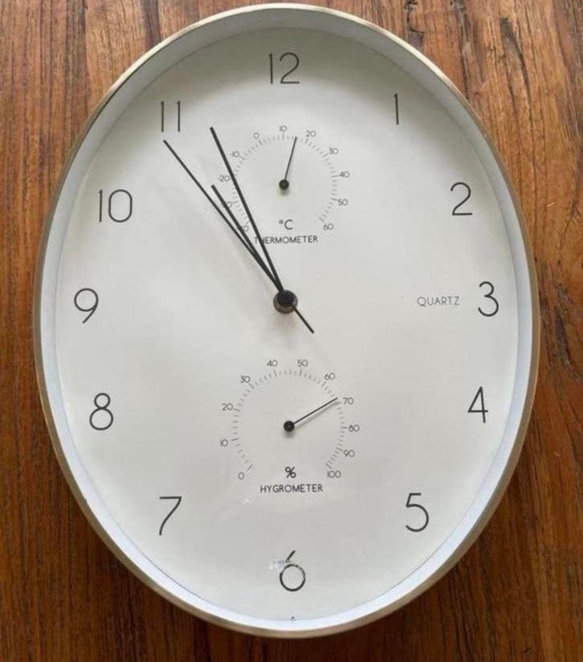 Wandklok met thermometer en hygrometer - Modern design, Wandklok, Wit, Analoog, Ophalen of Verzenden