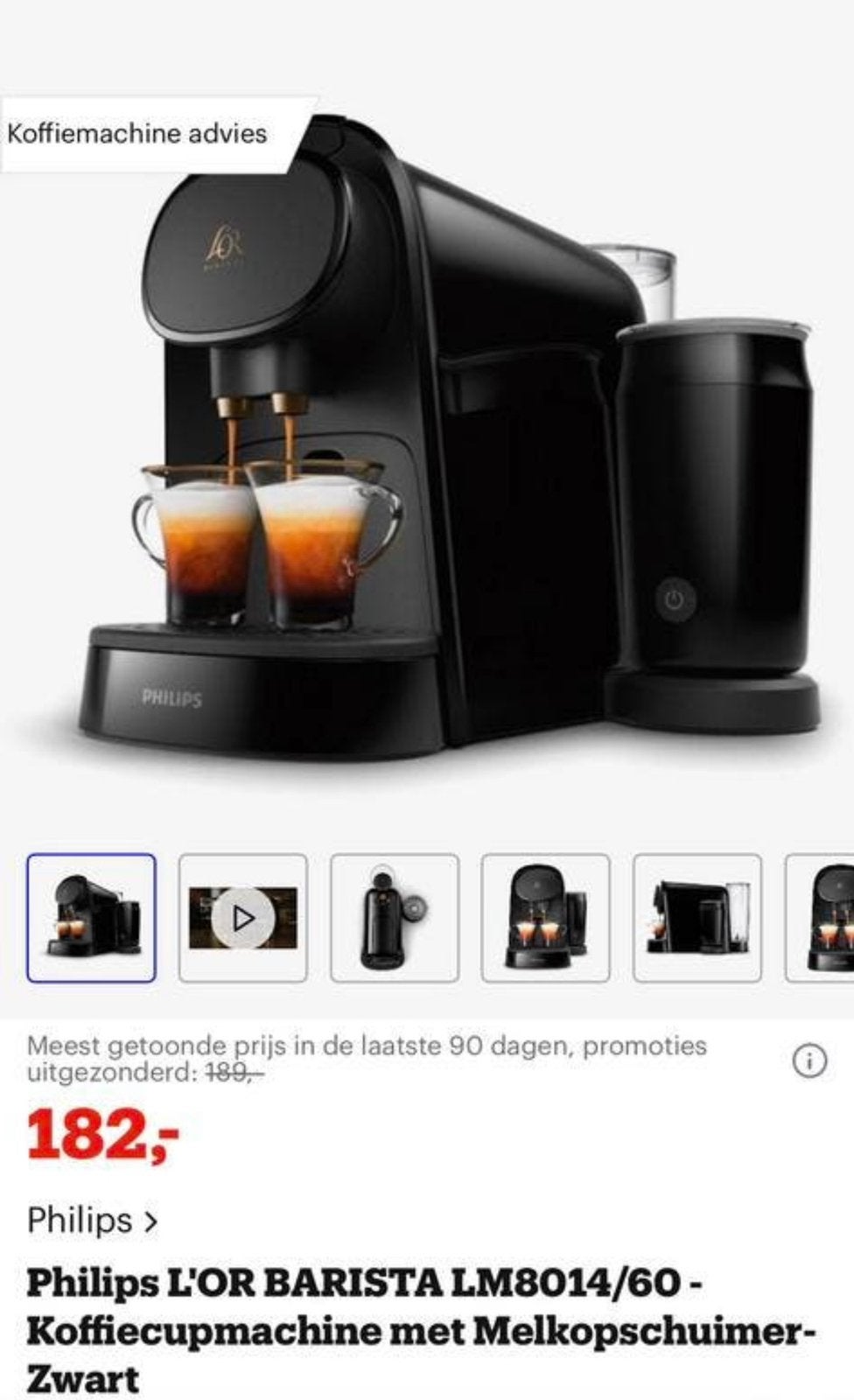 L’or Barista koffiecupmachine met melkopschuimer, Koffiemachine, Ophalen of Verzenden, Zo goed als nieuw, 2 tot 4 kopjes
