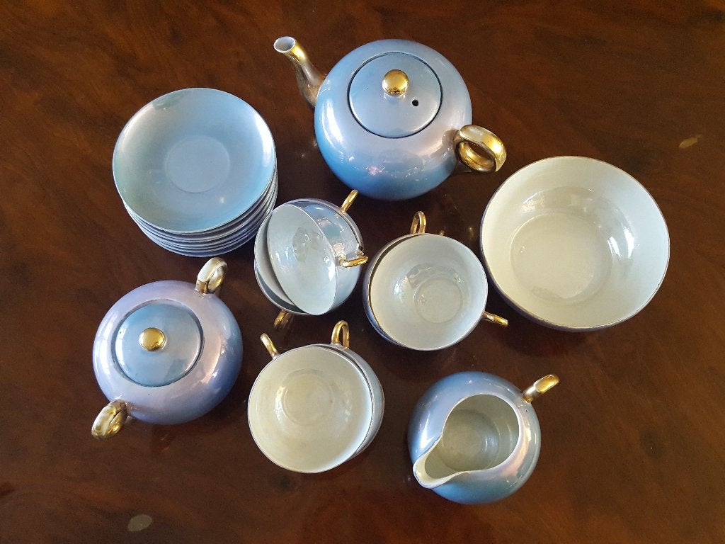 Vintage Parelmoer Servies – Lusterware 22-delig, Ophalen