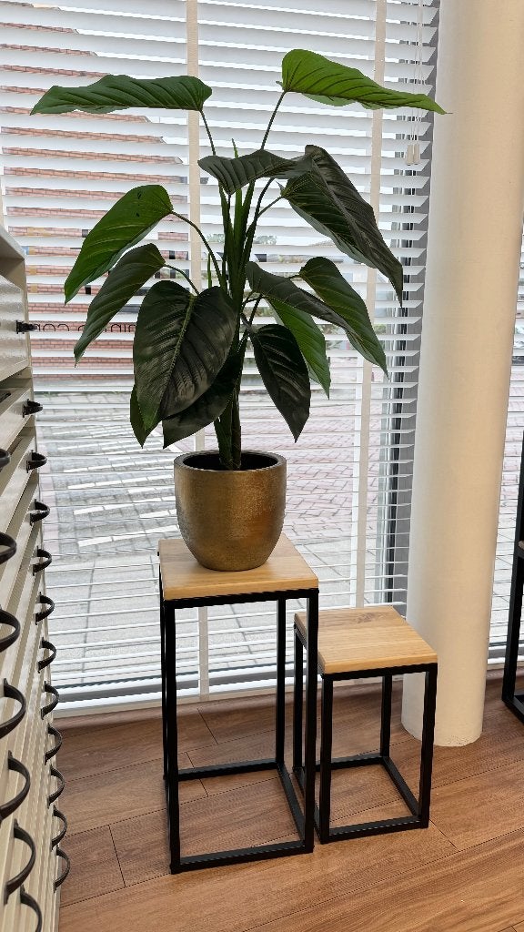 Kunstplant Mica Decorations Philodendron met gouden pot, Huis en Inrichting, Ophalen, Binnen, Kunstplant, 100 cm