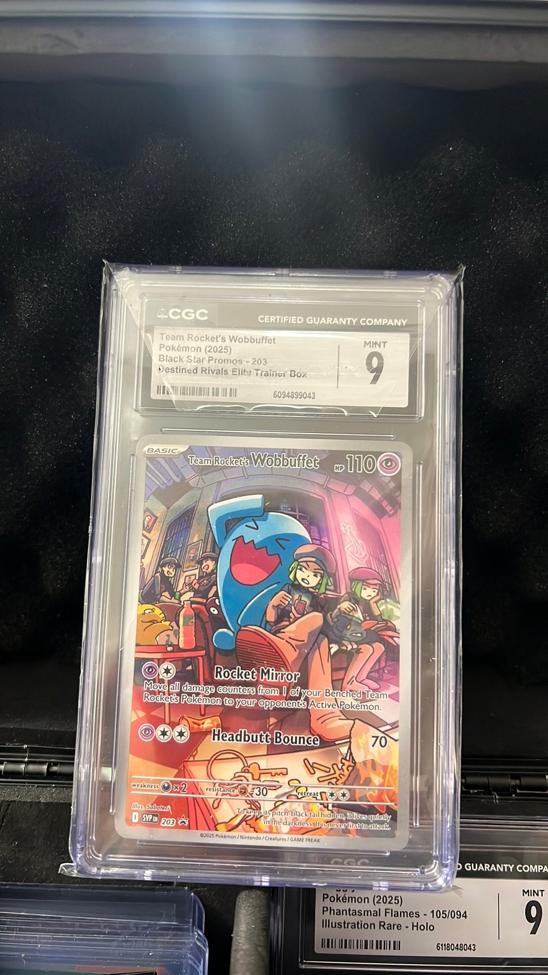 Team Rocket's Wobbuffet Pokémon Kaart CGC Mint 9, Ophalen, Zo goed als nieuw, Losse kaart, Foil