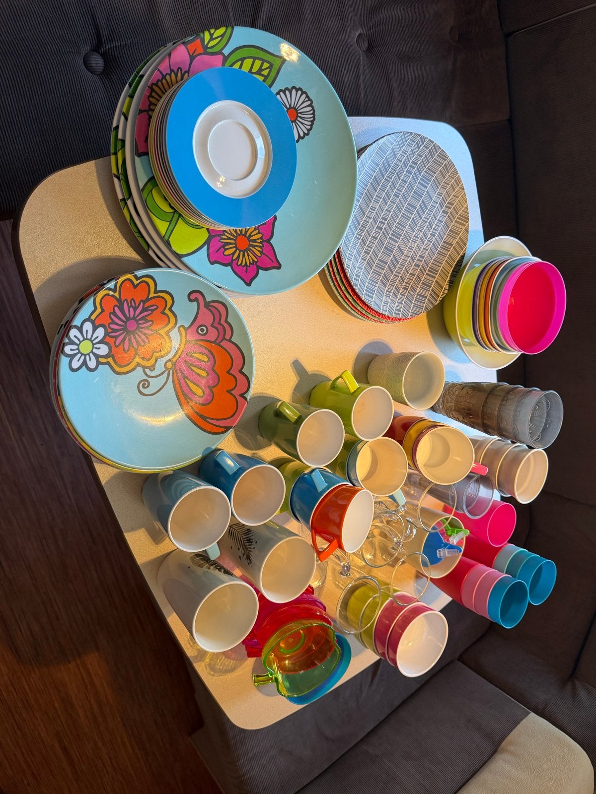 Complete camping servies set Mepal en HEMA, Huis en Inrichting, Keuken | Servies, Kunststof, Gebruikt, Mepal, Ophalen of Verzenden