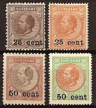 Suriname NVPH nr 37/40 ongebruikt Hulpuitgifte 1900, Ophalen of Verzenden, Postfris
