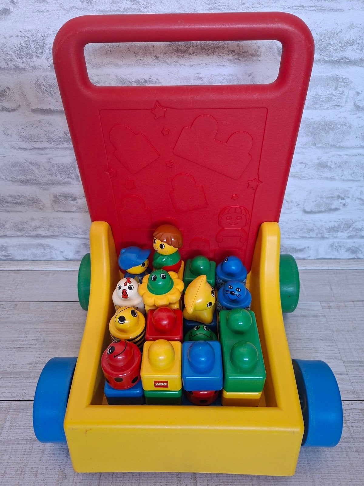 Lego Duplo Duwwagen met blokken en figuren, Ophalen of Verzenden, Gebruikt, Overige typen, Met wieltjes
