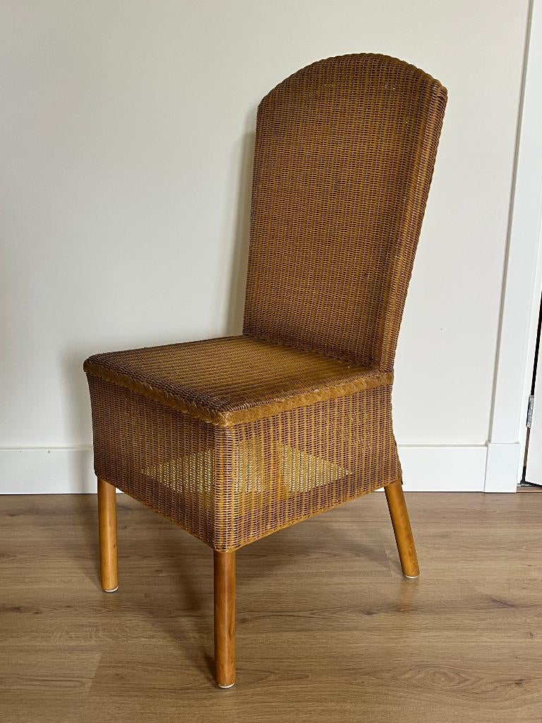 Zes originele Lloyd Loom stoelen/eetkamerstoelen, TEAB, Lloyd Loom, Gebruikt, Bruin, Onbekend