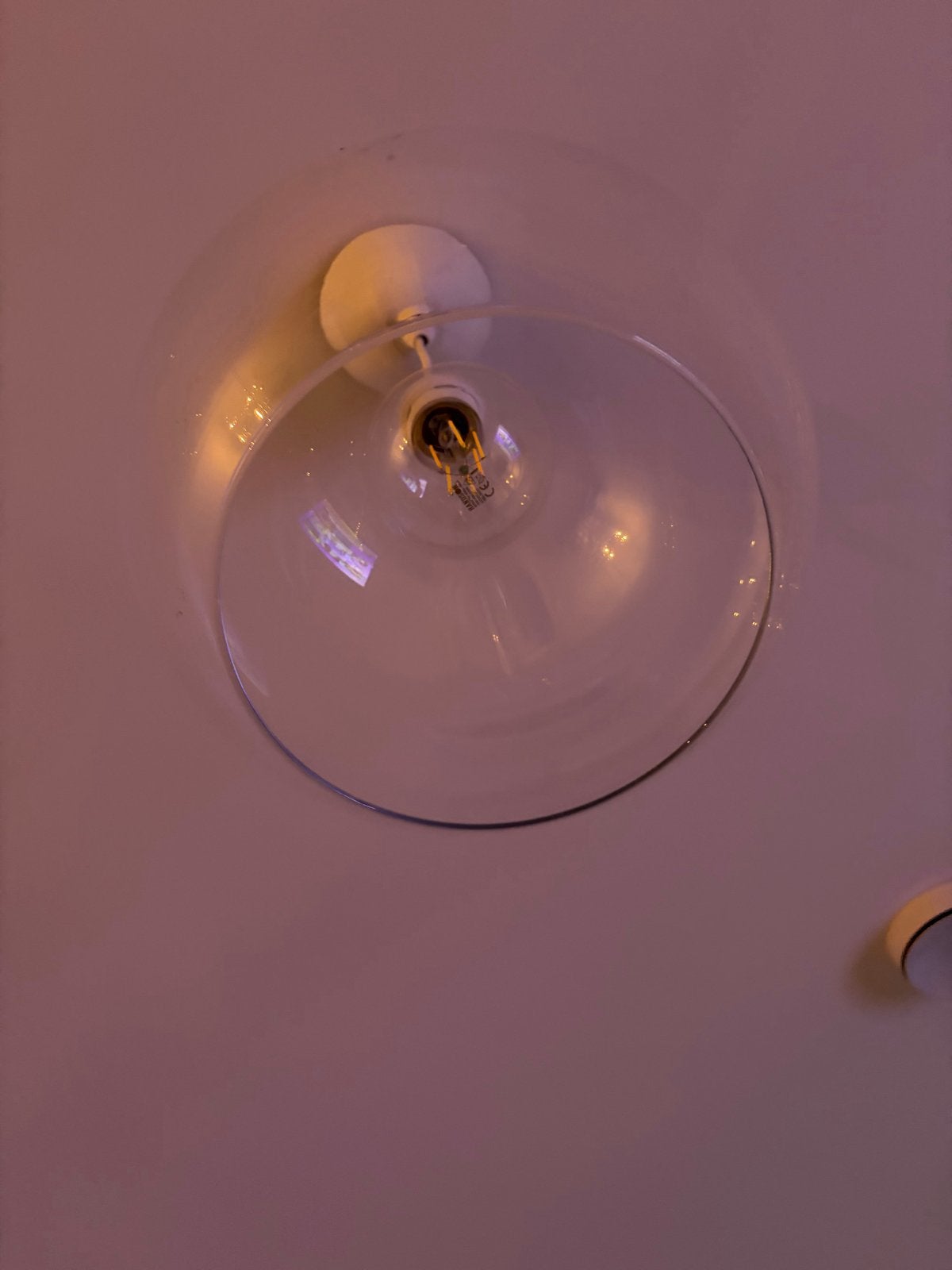 Glazen bol hanglamp met E27 fitting, Ophalen, Gebruikt, Glas, E27 (groot)