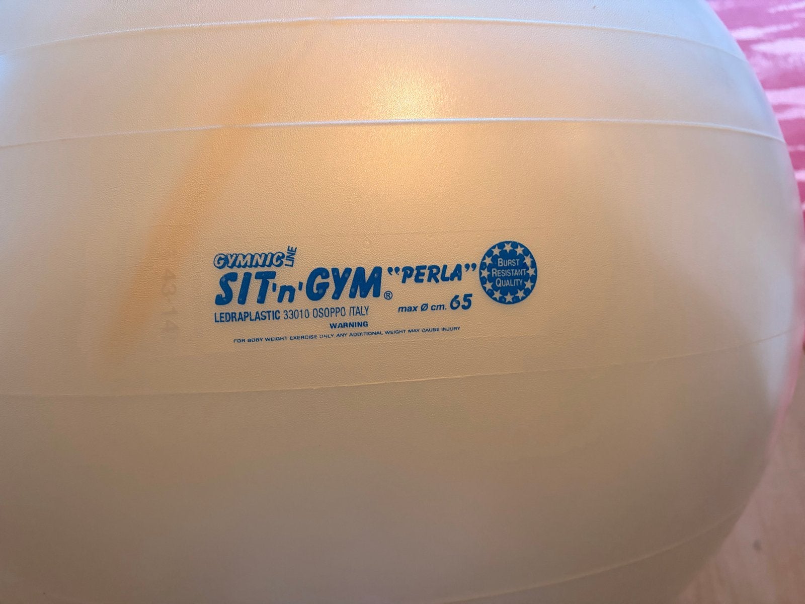 Gymnic Sit-n-Gym Zitbal Parelmoer - 65 cm, Ophalen, Gebruikt, Rug, Fitnessbal